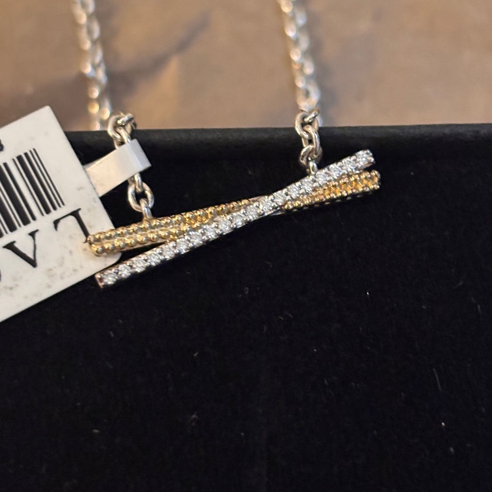 LAGOS Two-Tone Silver and Gold Necklace Caviar with Damonds *authentic*